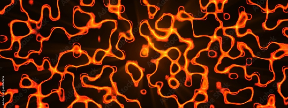 Poster neon abstract background. texture of glowing lines. design plexus of chaotic circles. lightning flas