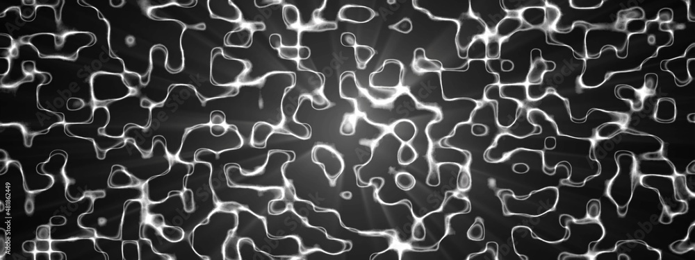 Aufkleber neon abstract background. texture of glowing lines. design plexus of chaotic circles. lightning flas