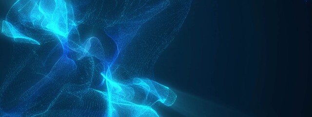 Neon energy background. Pattern chaotic particles, particles, circles. Design cosmic body, bundle of energy. Artificial intelligence. Luminous rays, stars. Poster technology, medicine, social network.