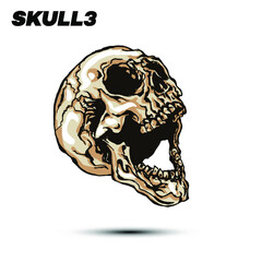 Hand drawn vector illustration of screaming skull isolated on white background.