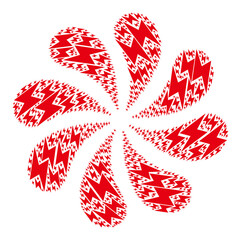 Electricity icon twirl bang turbine salute shape. Turbine twirl done from random electricity symbols.