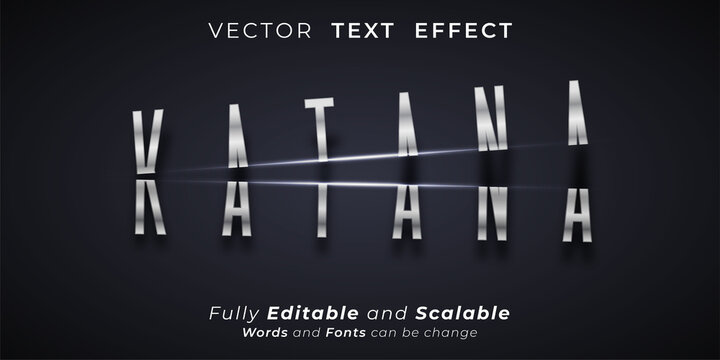 Editable text effect Katana text style slice concept