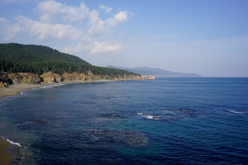 Naklejka premium Beautiful rocky coast of Sakhalin Island