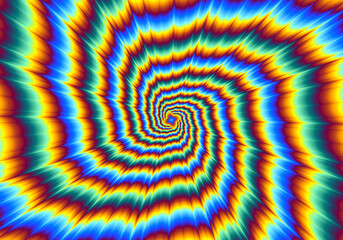 Pulsing fiery star. Optical illusion of movement.