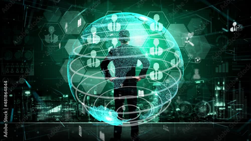 Poster conceptual people network linking and connection . 3d render computer graphic .