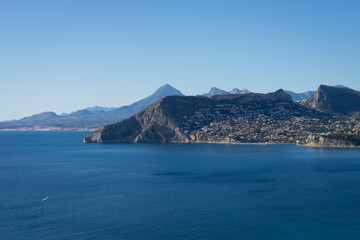beautiful blue mediterranean sea and mountains near the coast