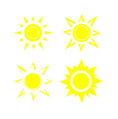Weather yellow sun set icons. Illustration design sun