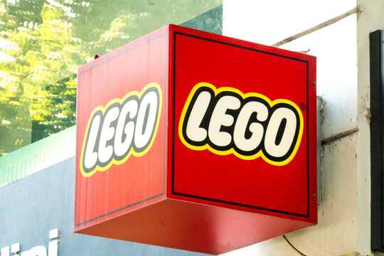 Prague, Czech Republic - July 23, 2020: Lego brand logo. It is a line of plastic construction toys that are manufactured by The Lego Group, a privately held company based in Billund, Denmark