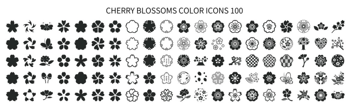 Simple Cherry Blossom Icon Set 100