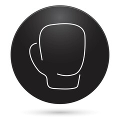 boxing glove icon, black circle button, vector illustration.