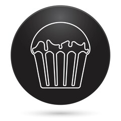cake icon, black circle button, vector illustration.
