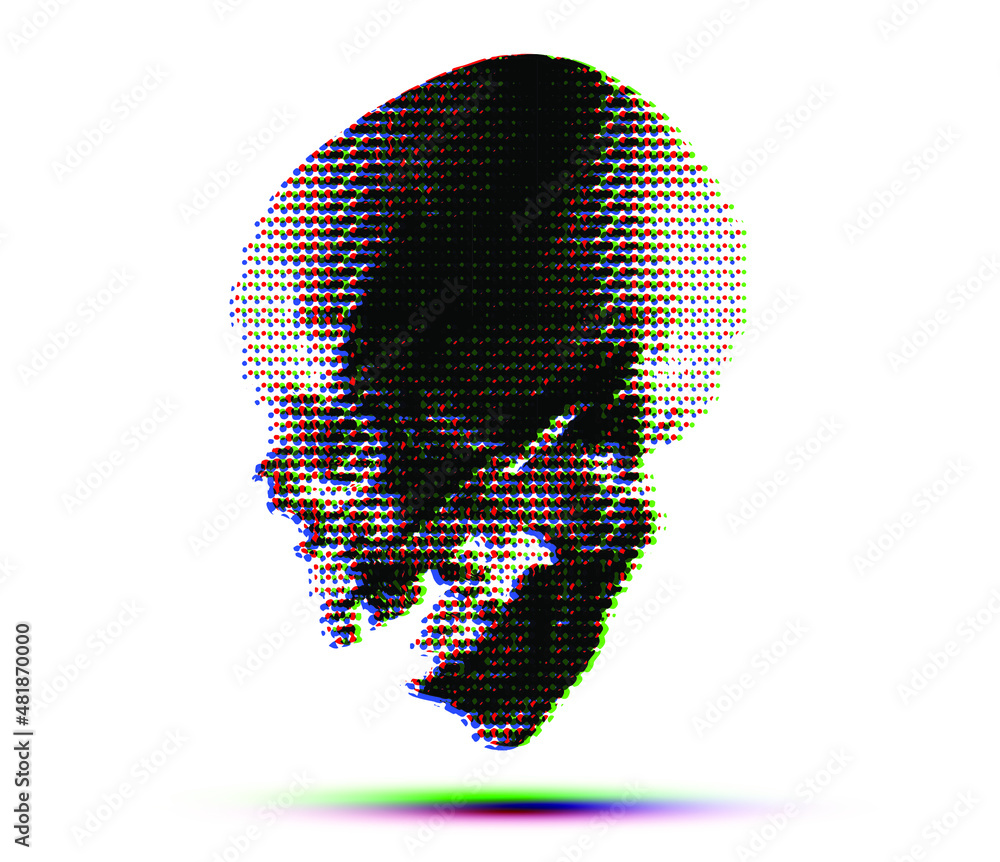 Aufkleber colorful in rgb mode vector illustration of dot halftone halftone skull from 3d rendering vector ill