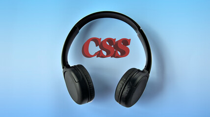 CSS - acronym 3 D on a blue background with wireless headphones