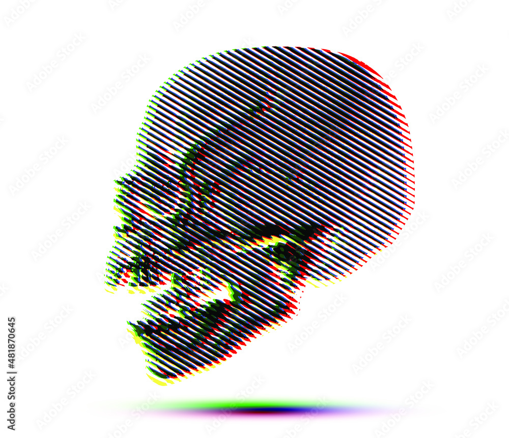 Aufkleber colorful in rgb mode vector illustration of line halftone halftone skull from 3d rendering vector il