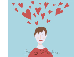 Be my Valentine. postcard for the world Valentine's Day