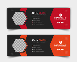 Business trendy email signature templates with an author photo place modern and minimal layout, Professional awesome unique Corporate custom beautiful personal Office Email signature design template
