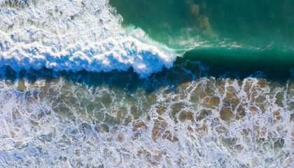 Beautiful Atlantic waves breaking in south Spain at a winter evening. Surfer swell waves breaking elegantly