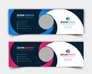 Business trendy email signature templates with an author photo place modern and minimal layout, Professional awesome unique Corporate custom beautiful personal Office Email signature design template