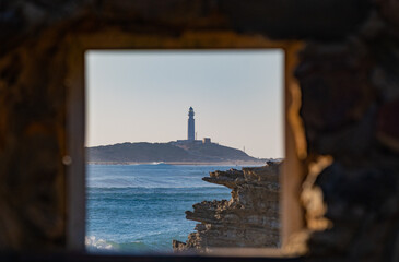 Cape of trafalgar seen from a window in Caños de Meca, south Spain