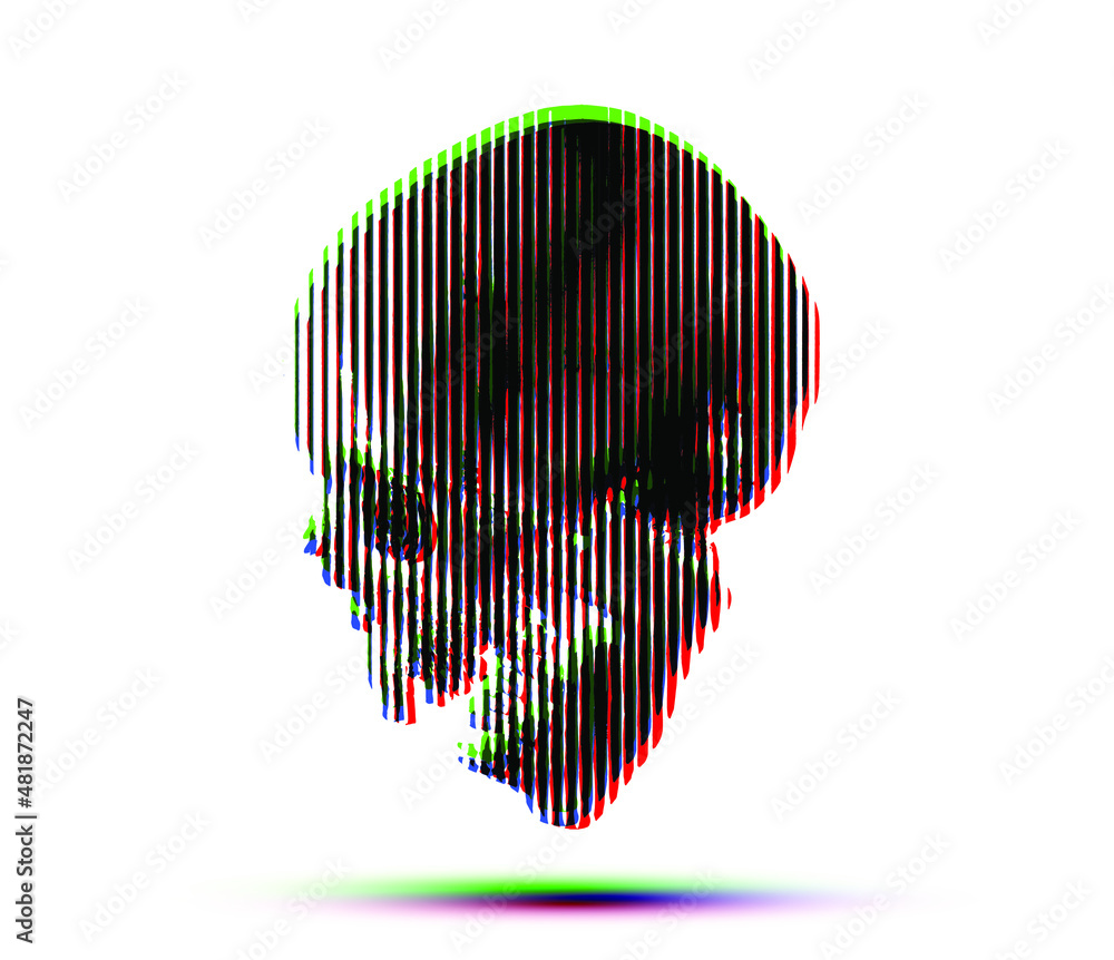 Poster colorful in rgb mode vector illustration of line halftone halftone skull from 3d rendering vector il