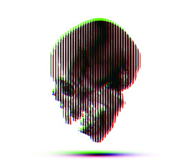 Colorful in RGB mode vector illustration of line halftone halftone skull from 3D rendering vector illustration. 