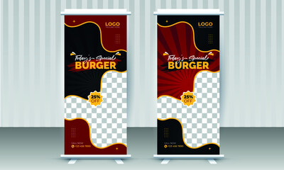 Modern Restaurant Food X Roll Up Banner Design Template for Business