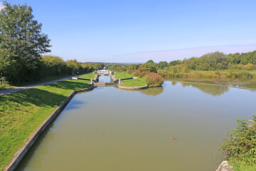 Obraz premium Caen Hill canal locks, Devizes, England 