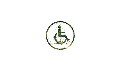 Disabled Person green eco icon. environment day concept