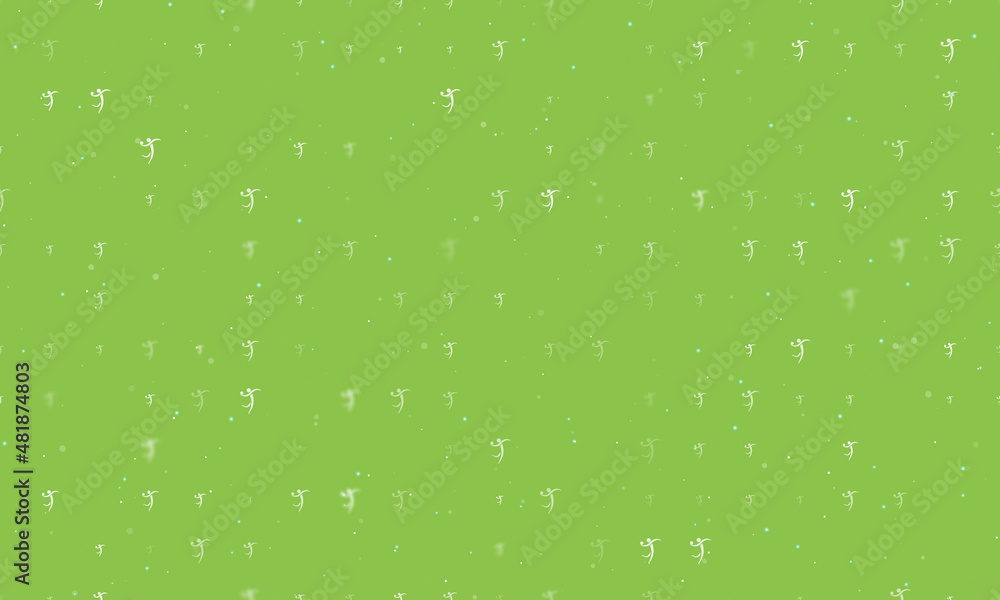 Poster seamless background pattern of evenly spaced white handball symbols of different sizes and opacity. 