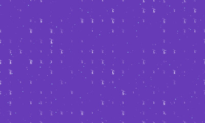 Seamless background pattern of evenly spaced white freestyle skiing symbols of different sizes and opacity. Vector illustration on deep purple background with stars