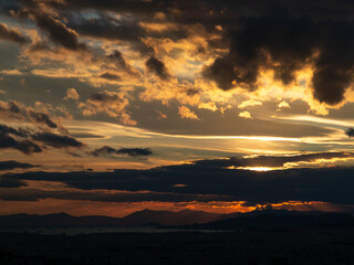 Fototapeta na wymiar Cloudy evening in Athens city. Beautiful colors