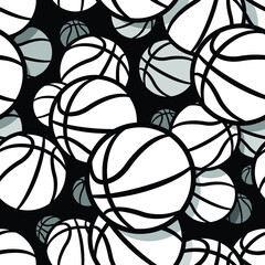 Seamless pattern with basketball balls vector digital paper design. Ideal for wallpaper, cover, wrapper, packaging, fabric design and any kind of decoration.