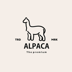 vintage retro hipster anpaca logo vector outline monoline art icon