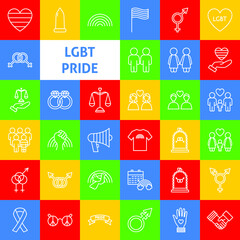 LGBT Pride Line Icons. Vector Thin Outline Sex Symbols.