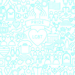 LGBT Pride Line Seamless Pattern. Vector Illustration of Outline Background.