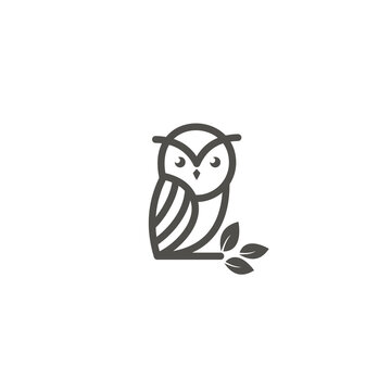 owl line art logo design icon