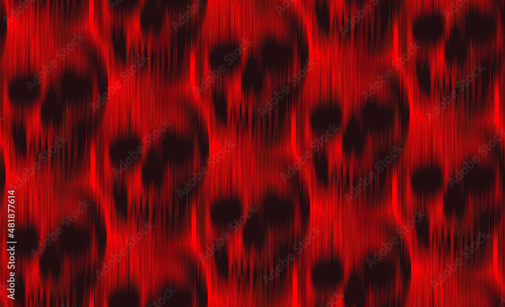 Poster vector seamless pattern of vertical motion blur smear black skull on red background