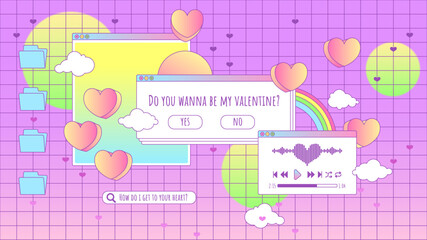 Be my valentine retro vaporwave background