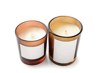 Scented wax candles isolated on white background