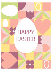 Happy Easter greeting card. Modern geometric abstract style. Perfect for poster, cover, or postcard.