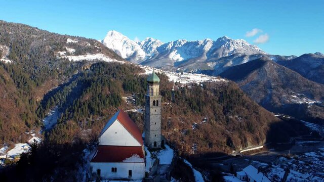 Ancient church of San Pietro in Carnia. Pearl among the valleys.