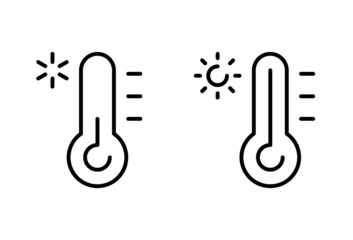 Temperature Symbol Set .Three vector thermometer showing the temperature . Thermometer icon - obrazy, fototapety, plakaty