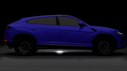 modern fast sports SUV and dark background 3d illustration