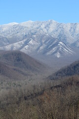 snow in the mountains