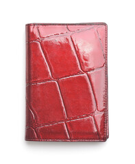 Front view of red glossy leather id card holder