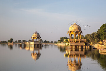 Early morning view of Gadisar lake of Jaisalmer, Rajasthan India.