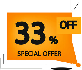 33% off special offer. Discount banner for stores and product