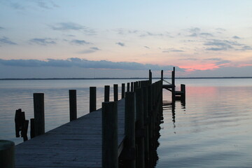 Naklejka premium pier at sunset