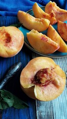 Yellow Peaches on the table