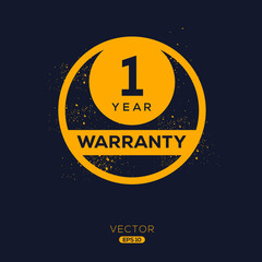 1 years warranty seal stamp, vector label.